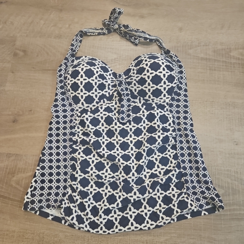 Merona Women's Tankini Halter Swim Top-Navy/White Geometric pattern, Size Large
